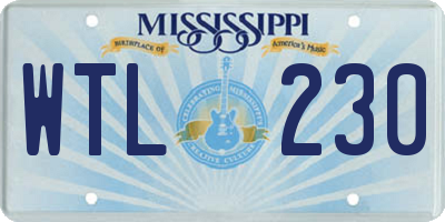 MS license plate WTL230