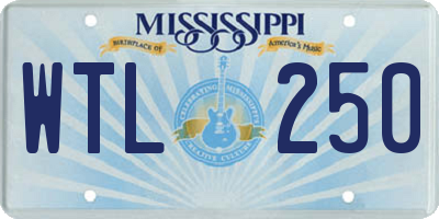MS license plate WTL250