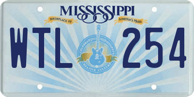 MS license plate WTL254