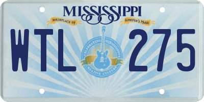 MS license plate WTL275