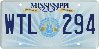 MS license plate WTL294