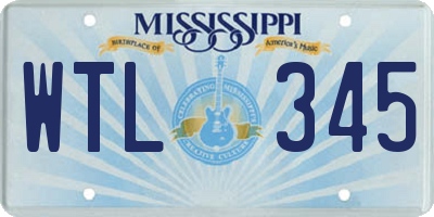 MS license plate WTL345