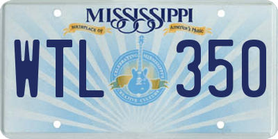 MS license plate WTL350
