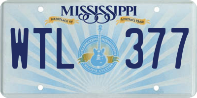 MS license plate WTL377