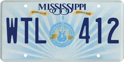 MS license plate WTL412
