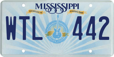 MS license plate WTL442