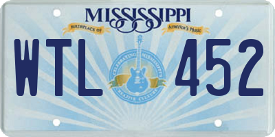 MS license plate WTL452