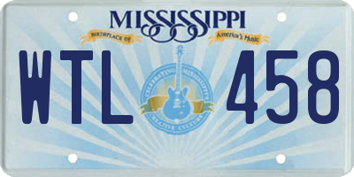 MS license plate WTL458