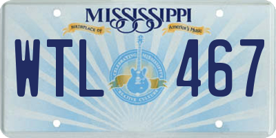 MS license plate WTL467