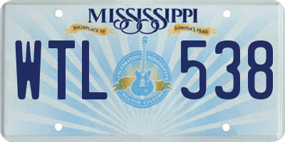 MS license plate WTL538