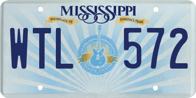 MS license plate WTL572