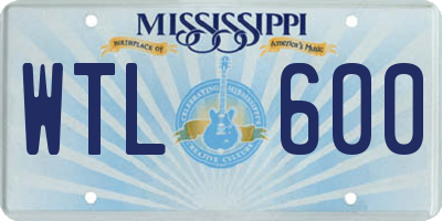 MS license plate WTL600