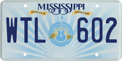 MS license plate WTL602