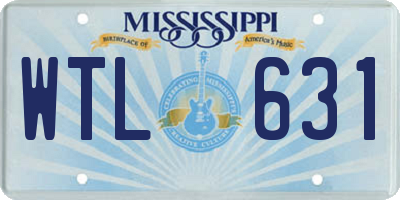 MS license plate WTL631