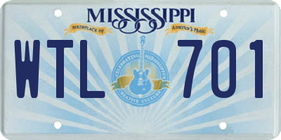 MS license plate WTL701