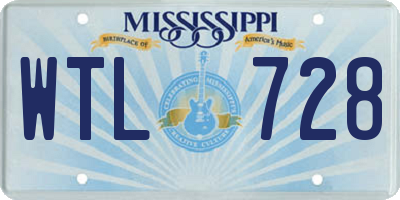 MS license plate WTL728