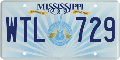 MS license plate WTL729