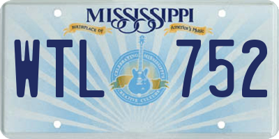 MS license plate WTL752