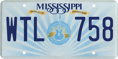 MS license plate WTL758