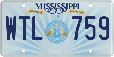 MS license plate WTL759