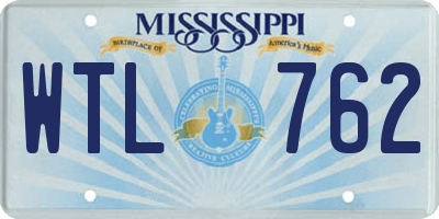 MS license plate WTL762
