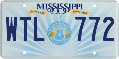MS license plate WTL772