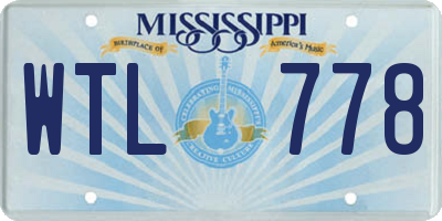 MS license plate WTL778