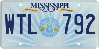 MS license plate WTL792