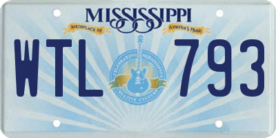 MS license plate WTL793