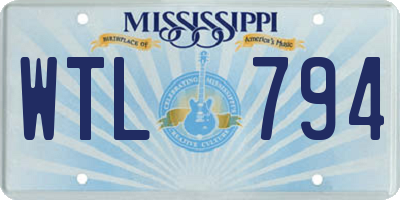 MS license plate WTL794