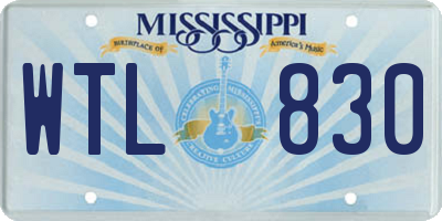 MS license plate WTL830
