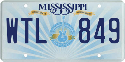 MS license plate WTL849