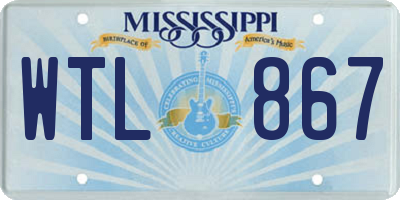 MS license plate WTL867