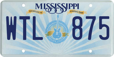 MS license plate WTL875