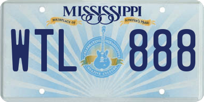 MS license plate WTL888