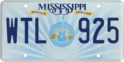 MS license plate WTL925