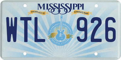MS license plate WTL926