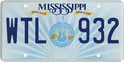 MS license plate WTL932