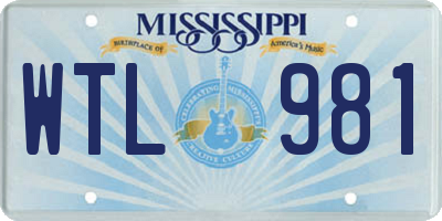 MS license plate WTL981