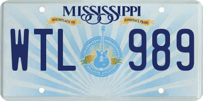 MS license plate WTL989