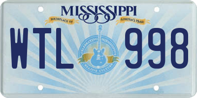 MS license plate WTL998
