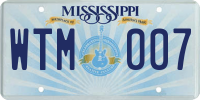MS license plate WTM007