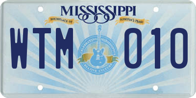 MS license plate WTM010