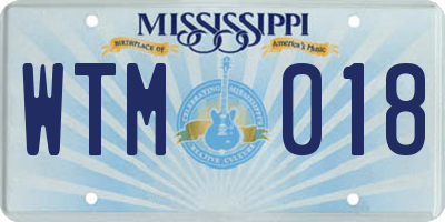 MS license plate WTM018