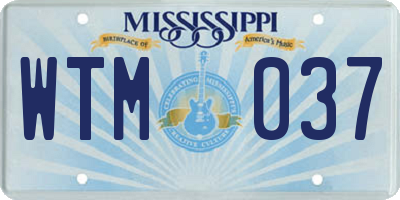 MS license plate WTM037