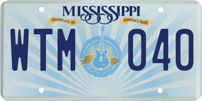 MS license plate WTM040