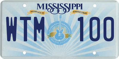 MS license plate WTM100