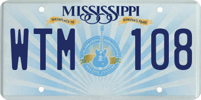 MS license plate WTM108