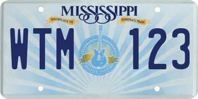 MS license plate WTM123