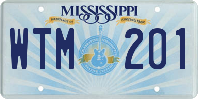 MS license plate WTM201
